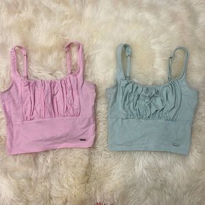 Hollister pink and green tank tops